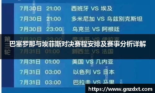 巴塞罗那与埃菲斯对决赛程安排及赛事分析详解
